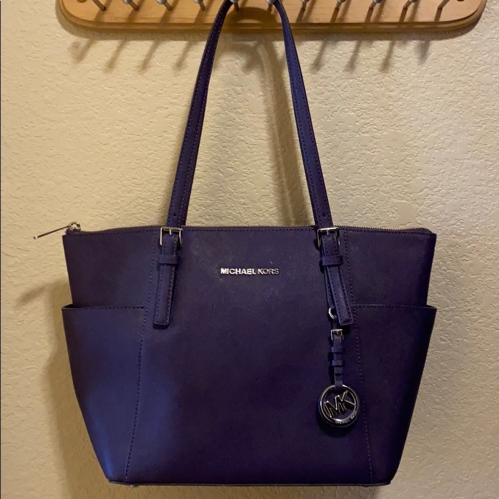 Michael Kors Dark Purple Jet Set Purse / Tote